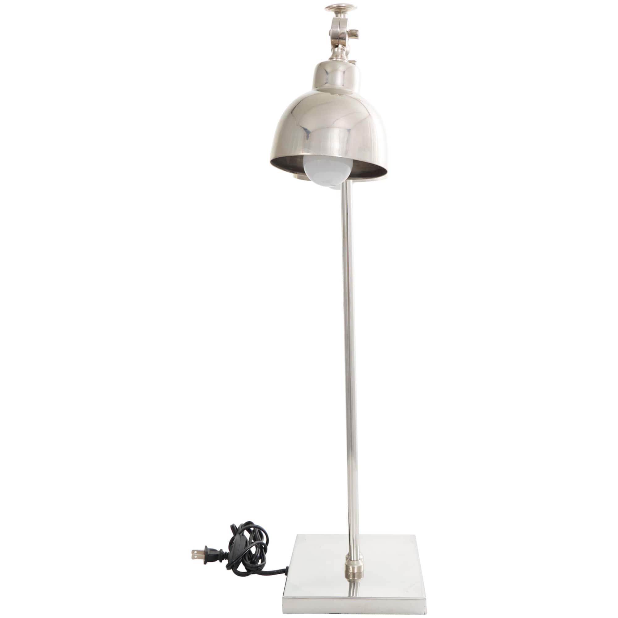 2ft. Silver Stainless Steel Desk Lamp with Dual Shades